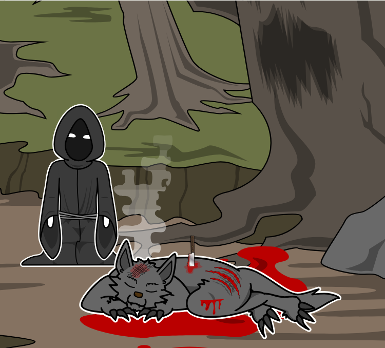 Werewolf is dead after the gobblins killed them in a fight.